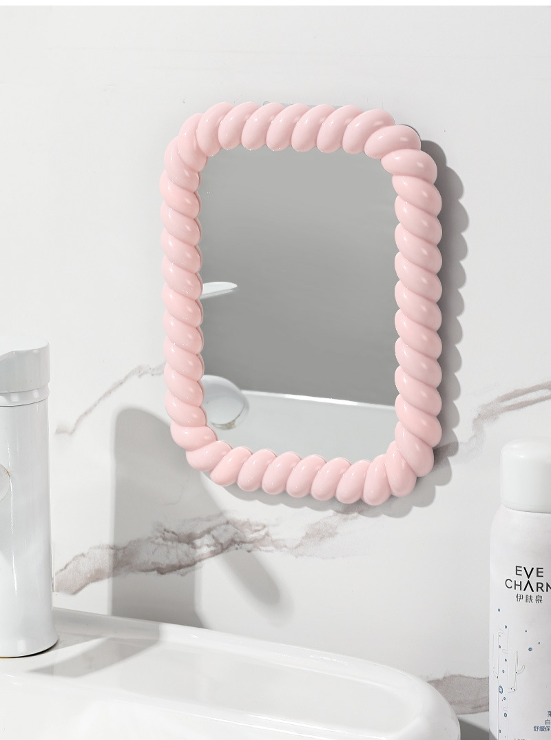 The new desktop makeup mirror for the dormitory is cute, simple and upright. It is a high-definition mirror with a round cream style and a single-sided beauty mirror pic 6
