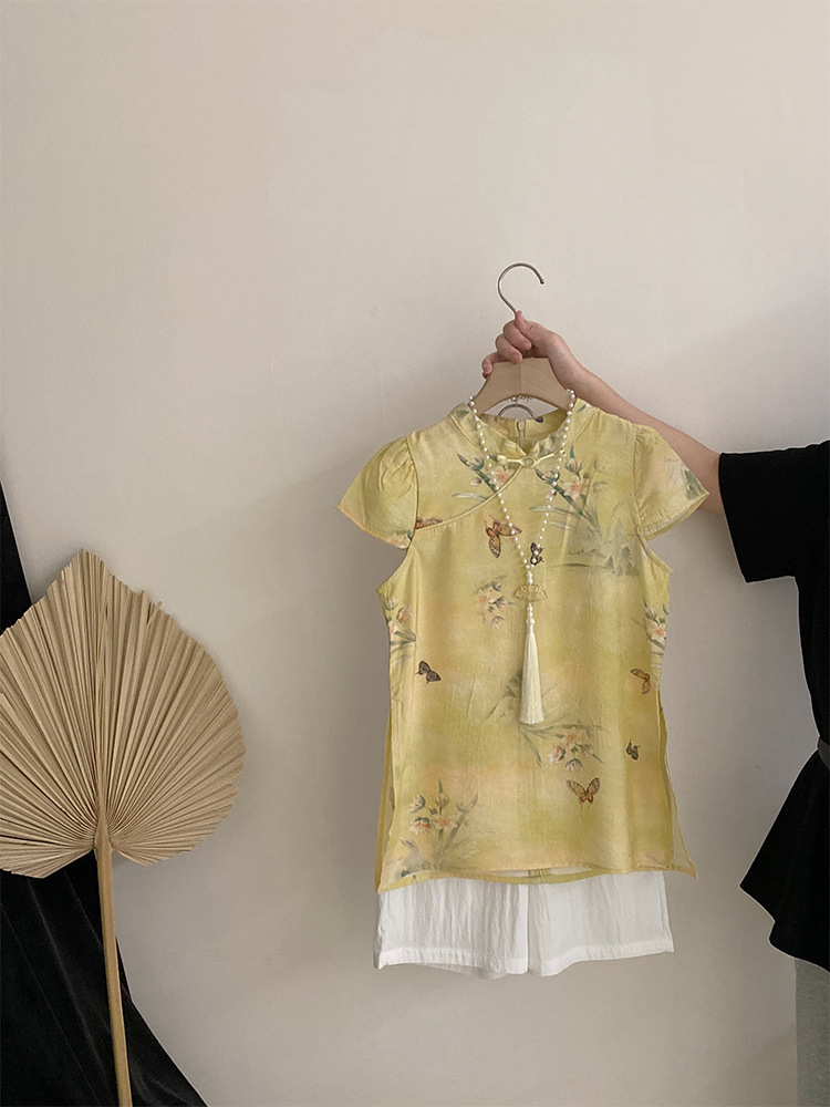 国潮国风女童旗袍夏季轻薄女宝新中式裙子夏装宝宝汉服儿童国风两件套详情3