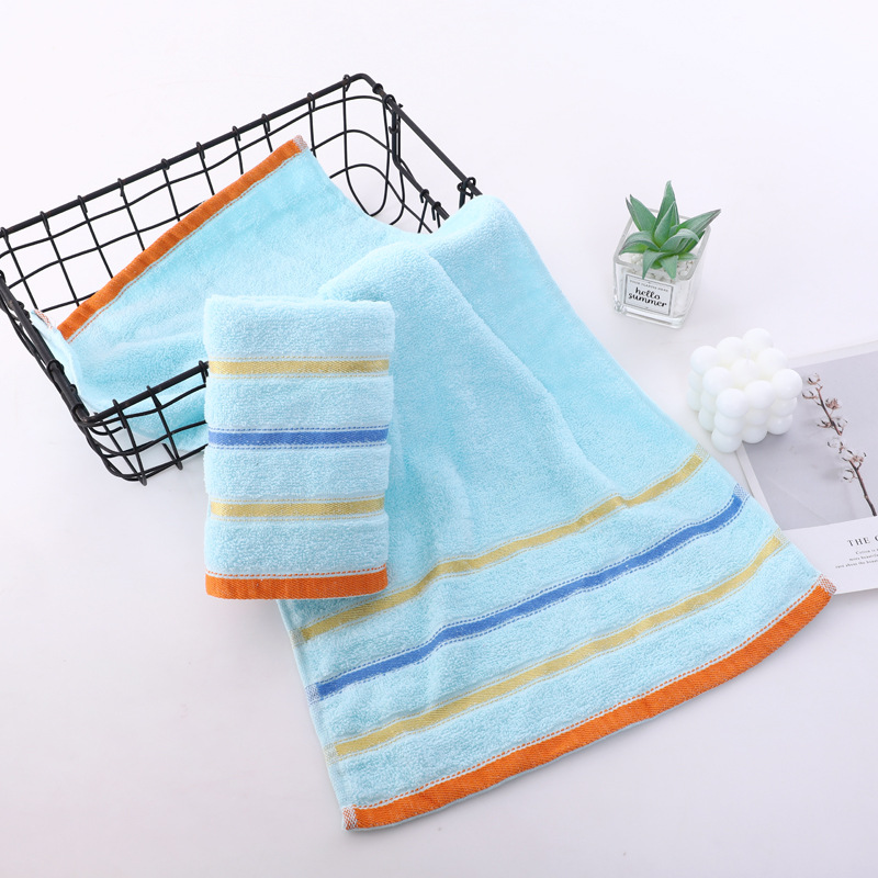 Pure cotton tricolor satin striped plain towel face towel pic 1