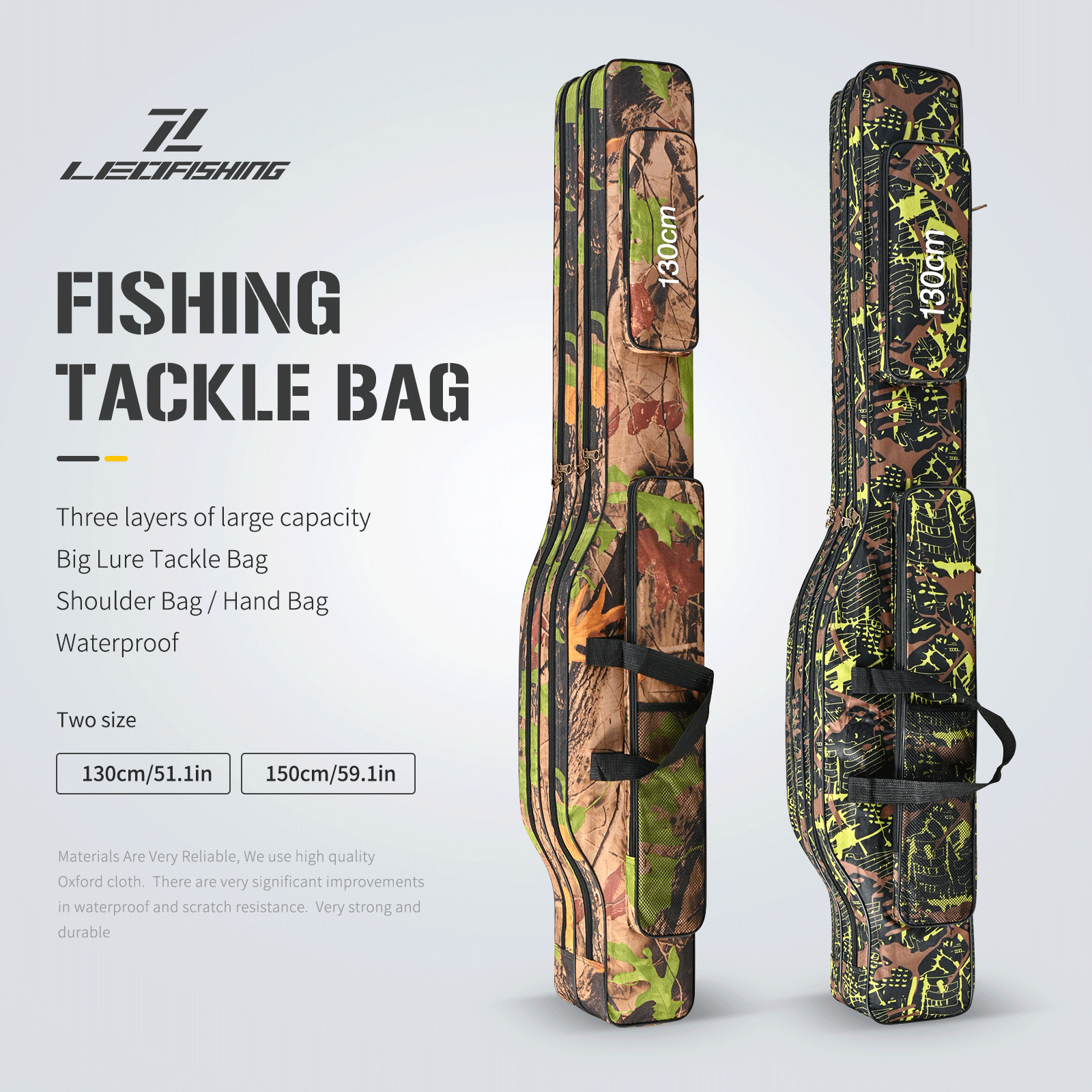 LEO/ Leou 28259 [Camouflage Fishing Rod Bag] Foldable Cross-border European Fishing Gear Bag pic 2