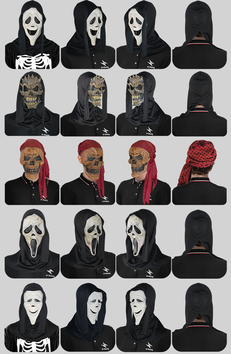 惊声尖叫恐怖面具头套化妆舞会伤疤鬼脸头饰万圣节派对恶搞装饰详情3