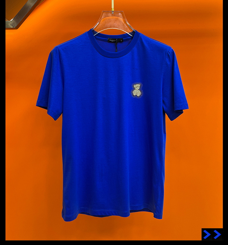 欧洲站 夏季2023新款短袖t恤高级感男士简约圆领休闲半袖体恤男装详情7