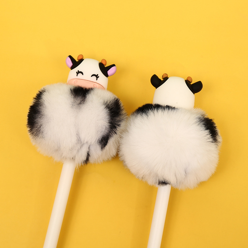 Zhongfan zf2278 Cow Press Gel Pen, Office Stationery, fluffy Ballpoint pen, student exam Cow Gel Pen pic 4