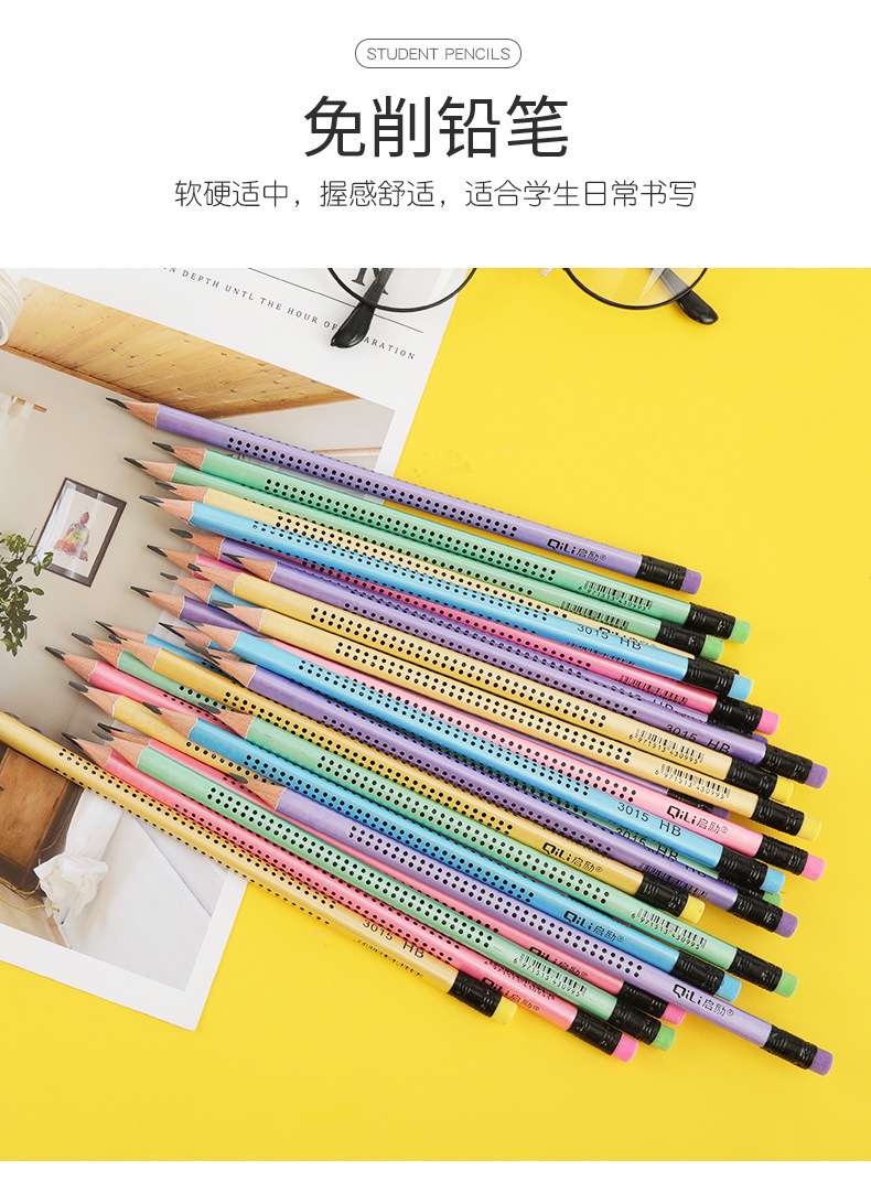 HB Pencils for primary school students, 30-piece triangular rod correction grip pencils, creative cartoon writing pens, wholesale of barrel pencils pic 7