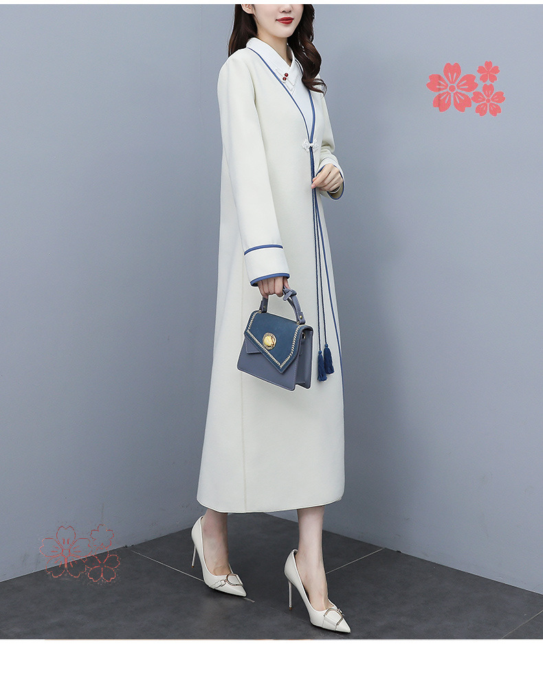 Retro woolen coat for women, mid-length, autumn and winter 2021 new style Chinese style, elegant and loose, slimming overcoat pic 11