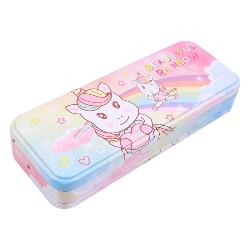 B-579-25 Little Lingjing Cartoon Three-layer large-capacity iron buckle tin pen case, a simple and popular student stationery box and pencil case storage essential pic 19