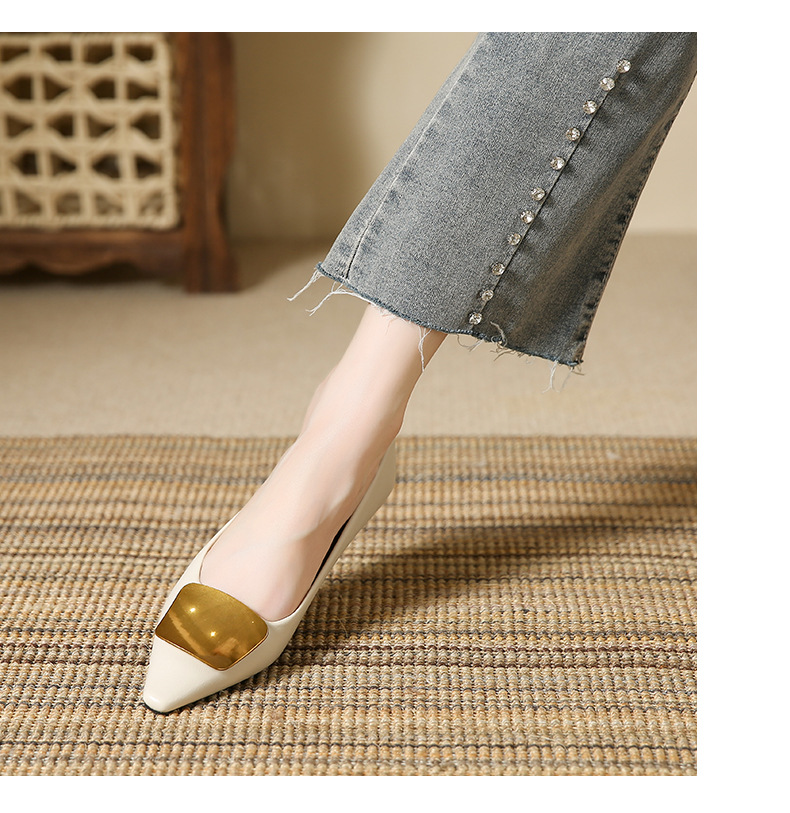网红法式低跟单鞋女新款气质方扣软皮不磨脚平底鞋百搭浅口女鞋子详情11