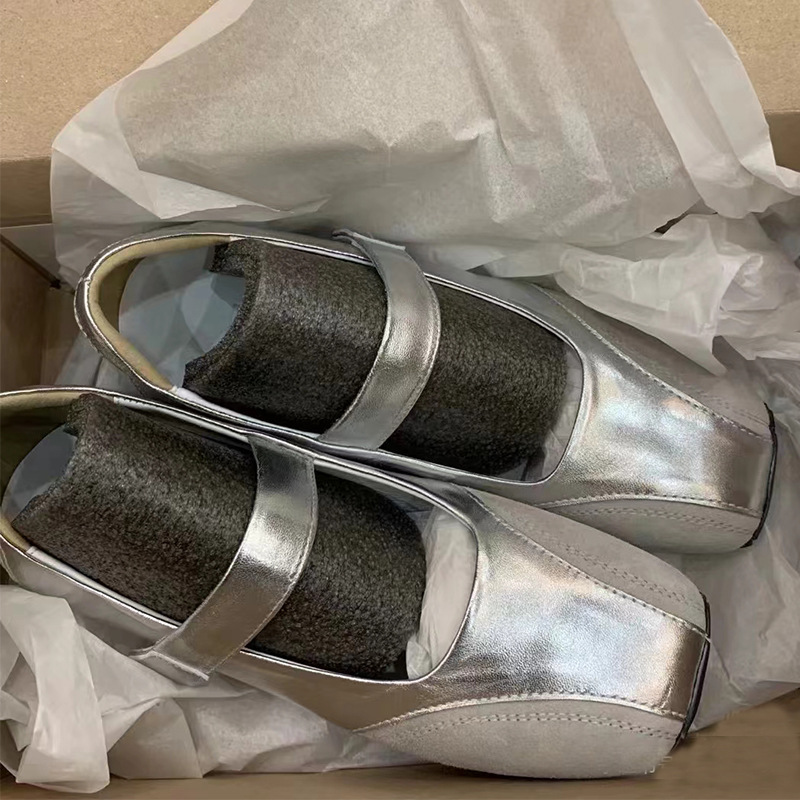 现货小银鞋浅口平跟芭蕾鞋中跟小方头单鞋慵懒风韩系复古德训鞋女详情34