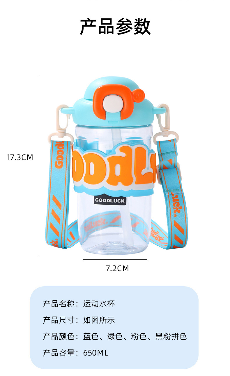 新款随手杯夏季女生大容量塑料水杯便携高颜值背带儿童带吸管水杯详情8