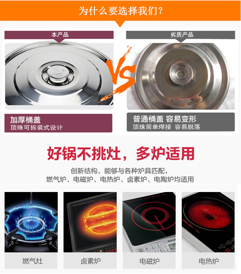 Thickened stainless steel soup bucket 430 iron bucket, special soup pot for induction cooker, milk tea bucket thickened 304 stainless steel soup bucket with magnetic pic 10