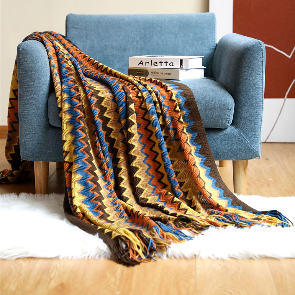 Bohemian sofa blanket, cover blanket, Nordic blanket, summer knitted blanket, office nap blanket, air-conditioned blanket, lap blanket pic 31