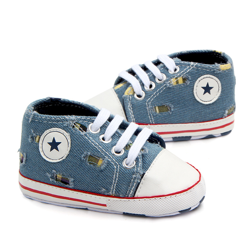 Wholesale of baby shoes for foreign trade, baby shoes, lace-up denim, perforated walking shoes 1247 pic 9