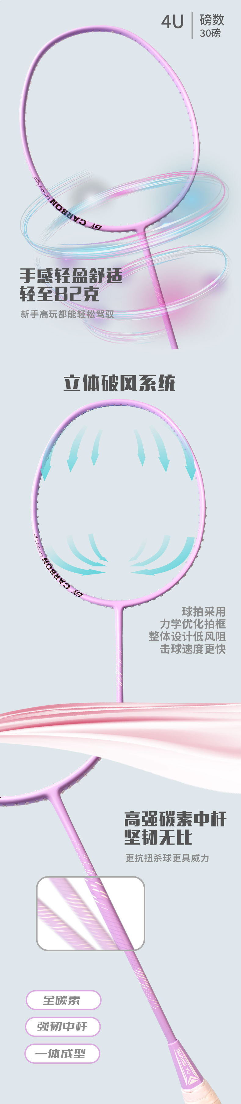 广羽成人球拍大学生专业耐打碳素羽毛球拍 碳素纤维羽毛球拍批发详情6