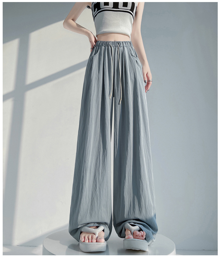 冰丝山本休闲裤女2024夏季新款高腰宽松直筒防晒垂感日系阔腿裤潮详情44