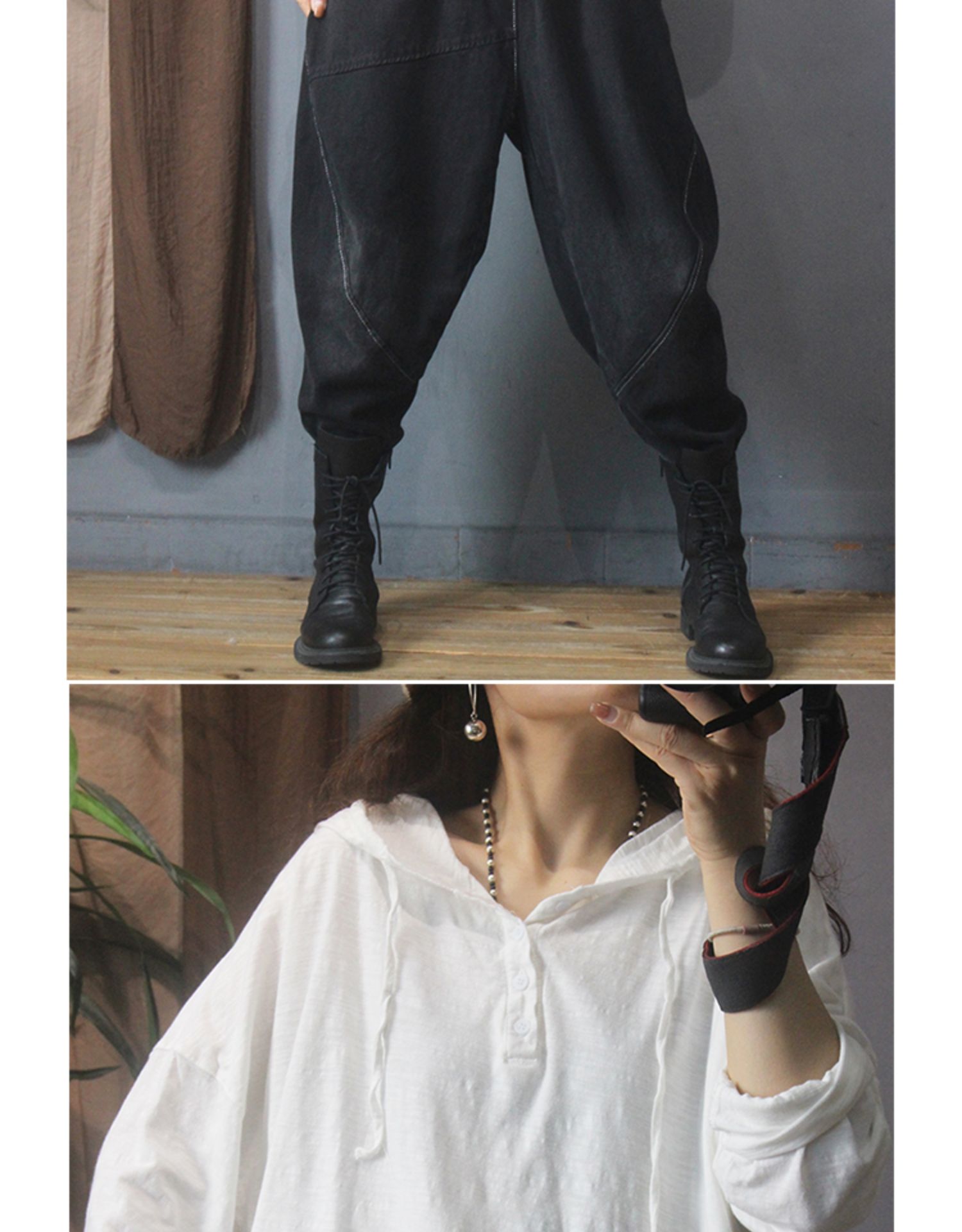 Nueva camiseta de manga larga con capucha mujer 2022 retro holgado commuter button legging pic 15