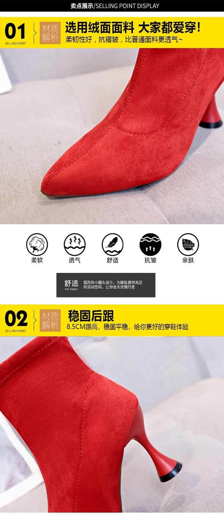 2024春季季新款时尚尖头马丁靴酒杯跟欧美舒适加绒女短靴子批发详情4