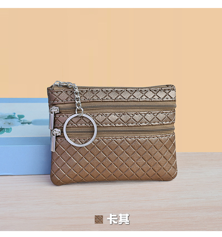 包包女新款简约女士零钱包格纹复古钥匙包小巧便携菱格软面卡包详情16