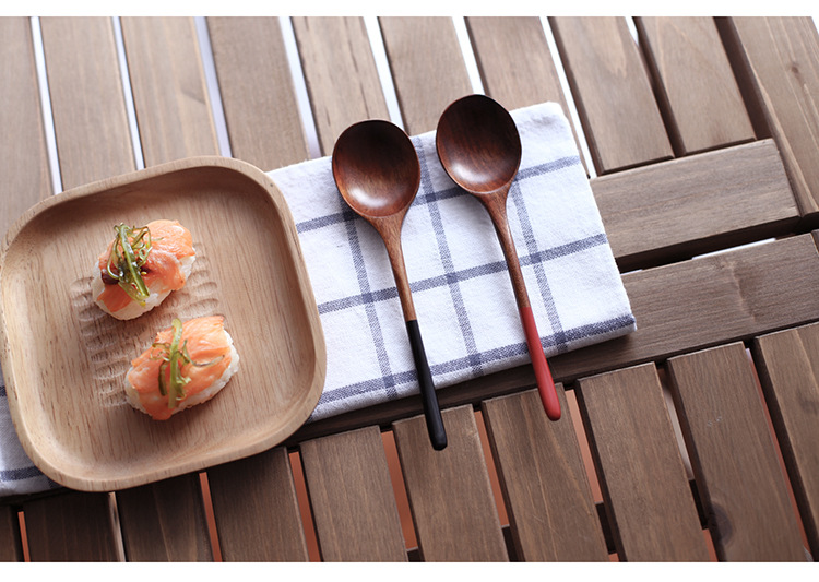 日式创意实木餐具 原木木勺 便携圆口红黑鼠尾小勺详情6