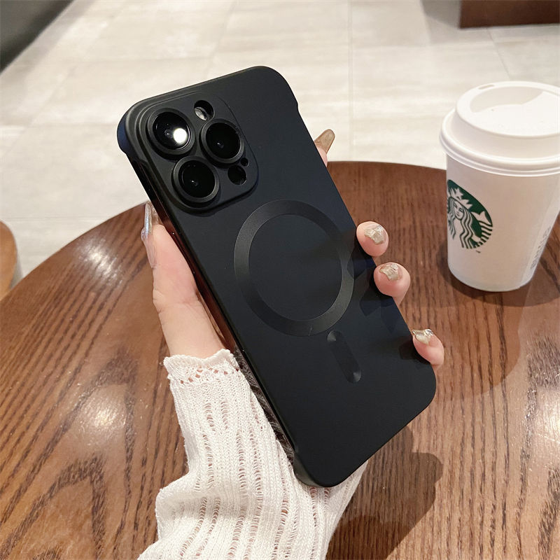 适用苹果15Promax无边框磁吸手机壳金属漆iPhone13镜头膜全包硬壳详情9