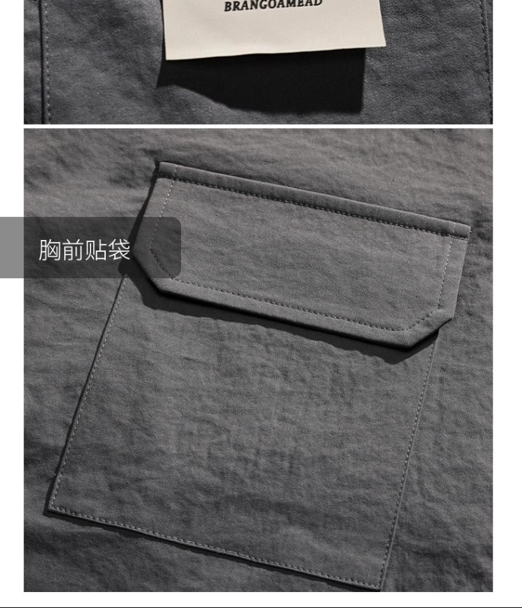 帅气工装美式衬衫男士2024新款潮牌夏季休闲短袖男生夏天宽松衬衣详情18