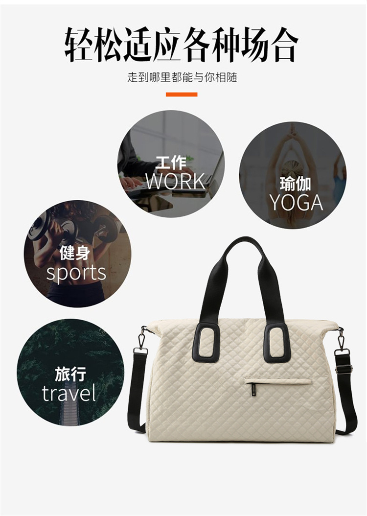 旅游手提包女时运动健身包尚韩版菱格跨境出门短途大容量旅行包详情5