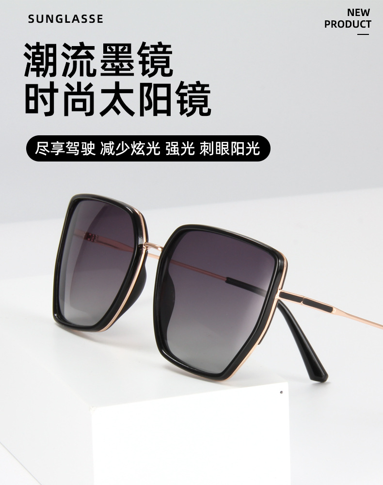 金属方形多边墨镜女士高级感黑色百搭防紫外线遮阳偏光太阳镜男款详情1