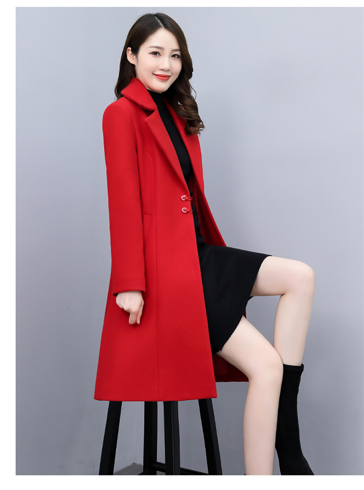 High-end woolen overcoat for women, mid-length, 2021 new autumn and winter Korean style, fashionable and elegant, fitted suit collar jacket pic 20
