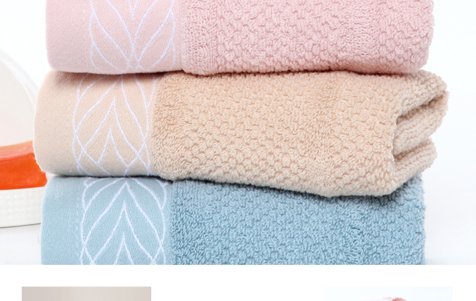 Pure cotton thickened household adult towel, plain color, broken willow leaf soft absorbent face towel gift box wholesale pic 7