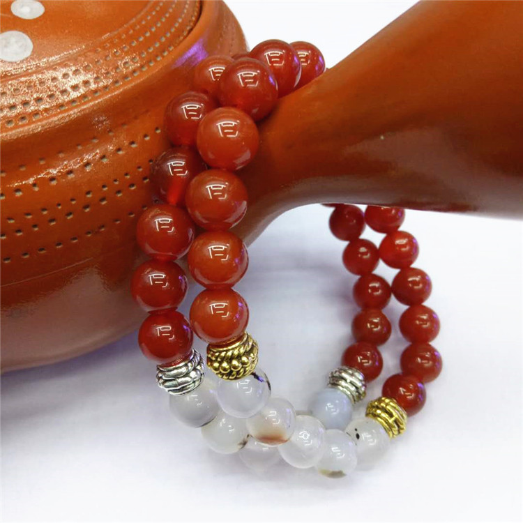 Guangshun Jewelry DIY Creative Jewelry: Red agate Tiger Stone bracelet, Ocean Chalcedony combination bracelet, Natural Stone bracelet pic 10