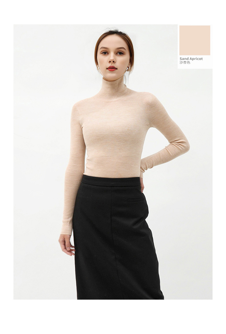 100% wool high-neck base layer shirt, a new bestseller for autumn and winter, versatile and stylish. Pair it with a long-sleeved knitted sweater and top for women pic 24