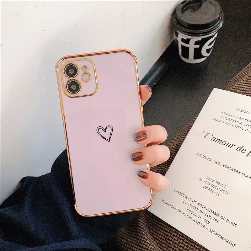 Heart-shaped electroplated phone case for iPhone15Promax and anti-drop laser-engraved protective case for Apple 14Pro pic 9