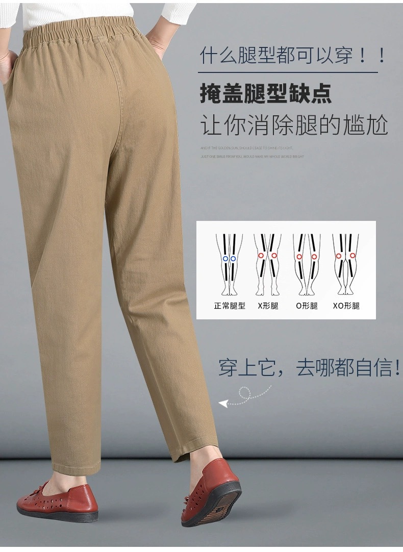 斜纹棉秋冬长裤中老年纯棉弹力女裤中年人春秋款外穿宽松直筒详情3