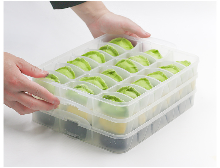 Household refrigerator fresh-keeping box, dumpling and wonton storage box, new color frozen dumplings, multi-layer quick-frozen and frozen dumpling tray pic 8