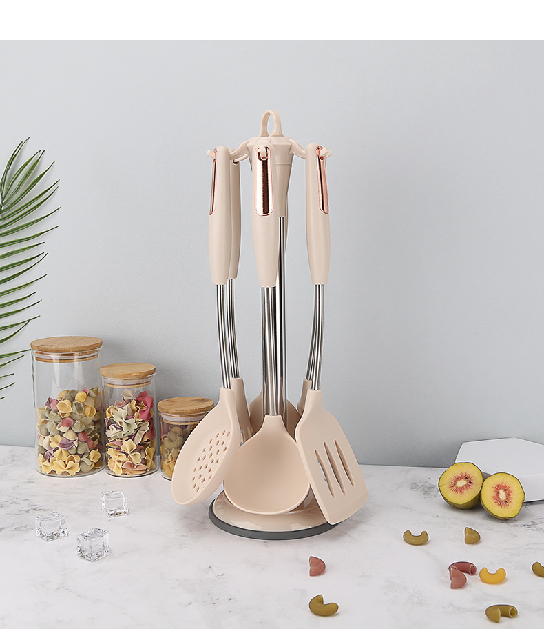 硅胶厨具7件套装 北欧风炒菜铲子家用锅铲炒勺子汤勺厨房厨具用品详情13