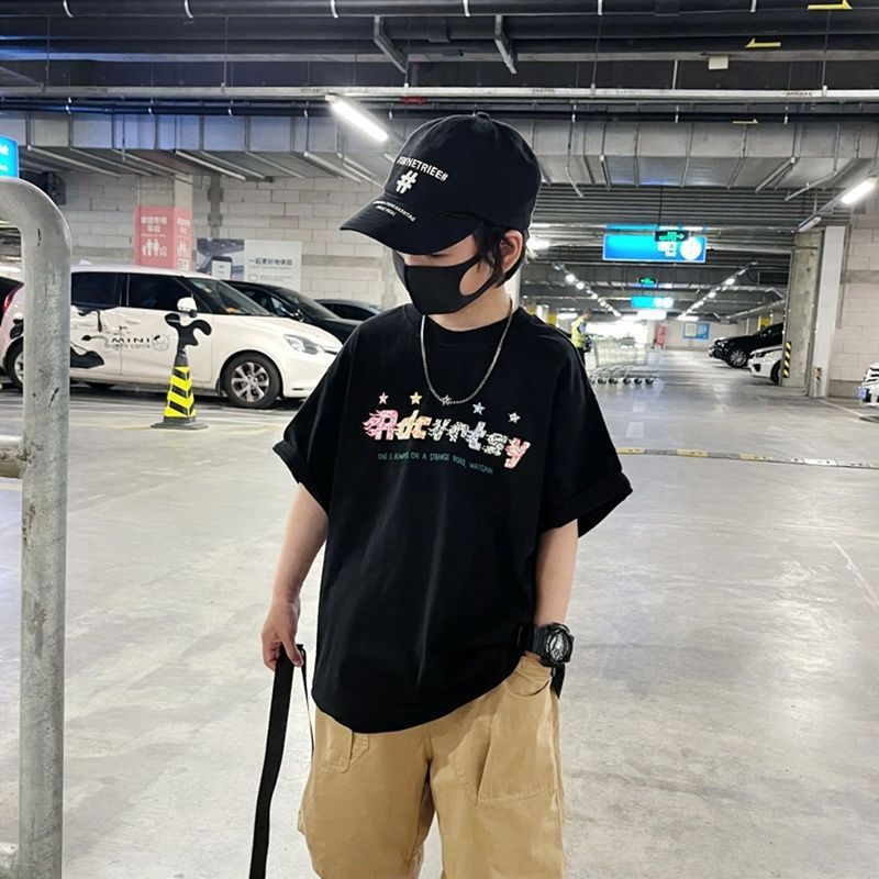 儿童短袖T恤夏季新款男童打底洋气2025超酷100%纯棉上衣半袖体恤详情11