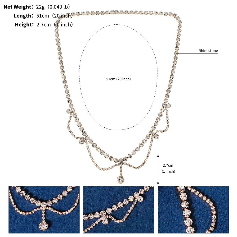 The European and American retro chain headwear features a light luxury design with multiple layers of water diamond headbands and Bohemian-style forehead ornaments pic 25