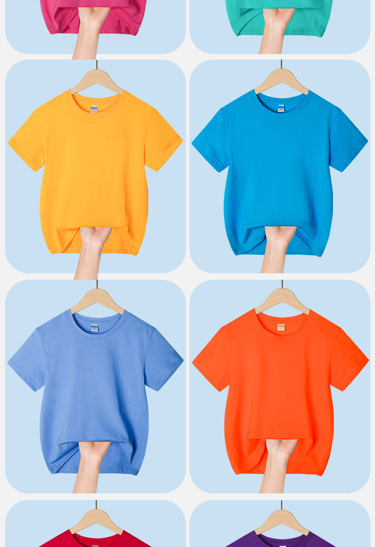 糖果彩色儿童短袖T恤中小童体恤衫圆领宽松毕业班幼儿园亲子装详情8