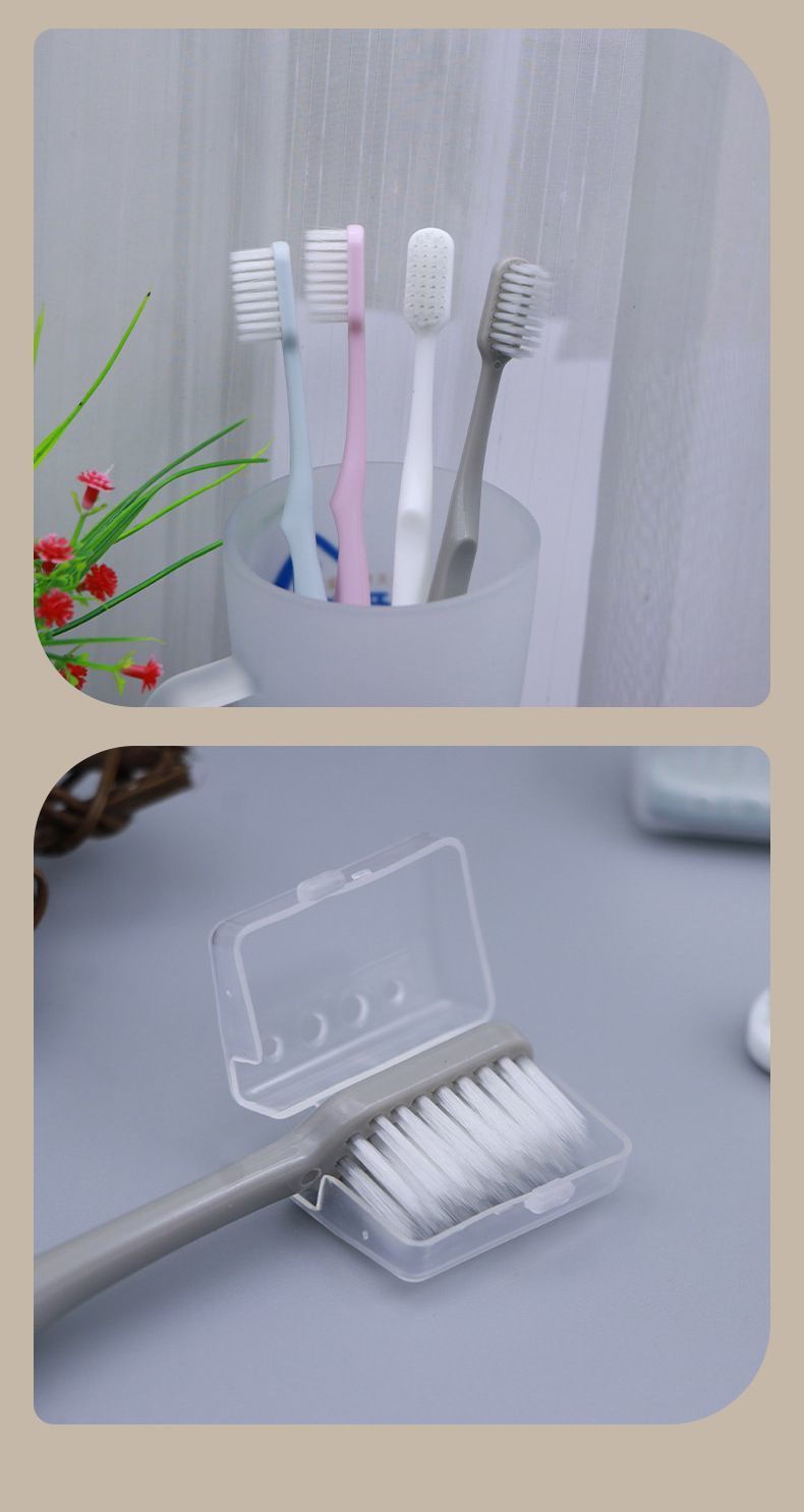 Macaron toothbrush set with bamboo charcoal fine soft bristles, adult home large-head travel set, Japanese style with lid toothbrush soft bristles pic 5