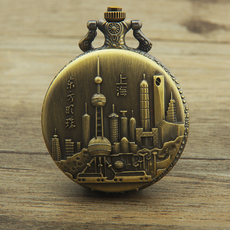 Chinese-style retro bronze-colored large pocket watches, tourist attraction souvenirs, old-fashioned hanging watches, gift watches wholesale pic 9