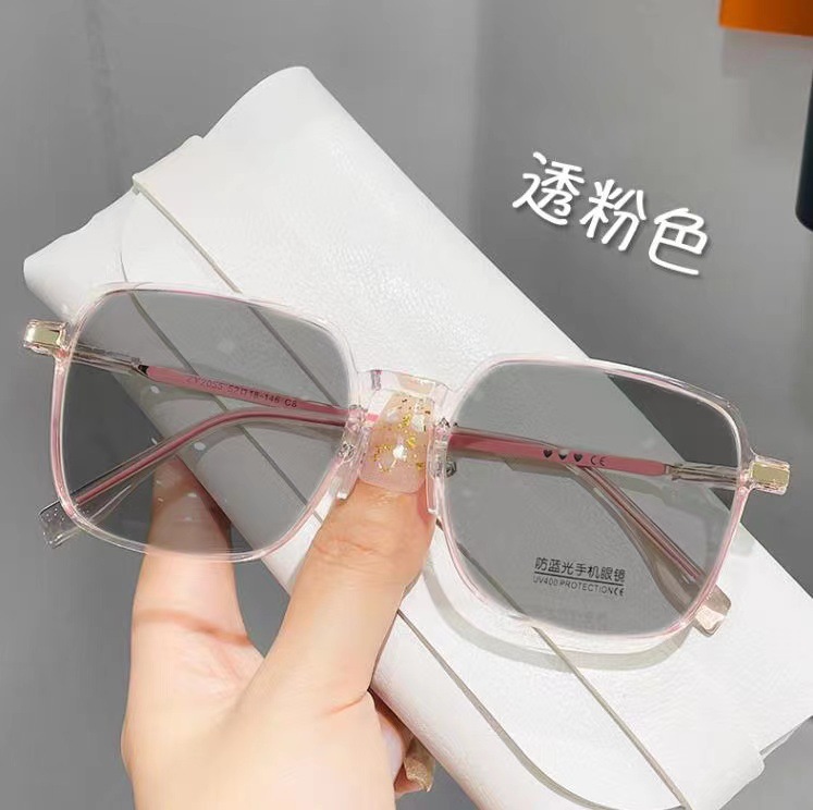 新款防蓝光超轻高颜值显瘦素颜光感变色成品近视镜女变色大框眼镜详情12