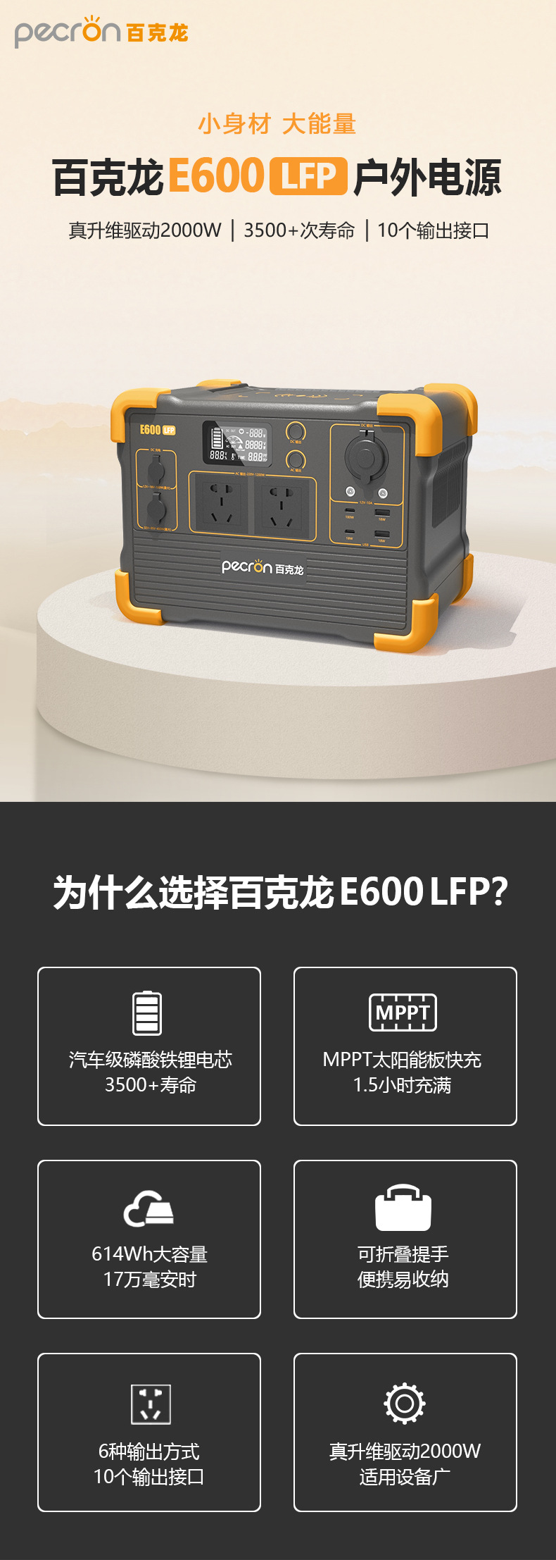 Baikelong Portable Outdoor Power Supply 1200W High-power energy storage Camping Emergency Power outage Self-driving Tour Iron Lithium version pic 1