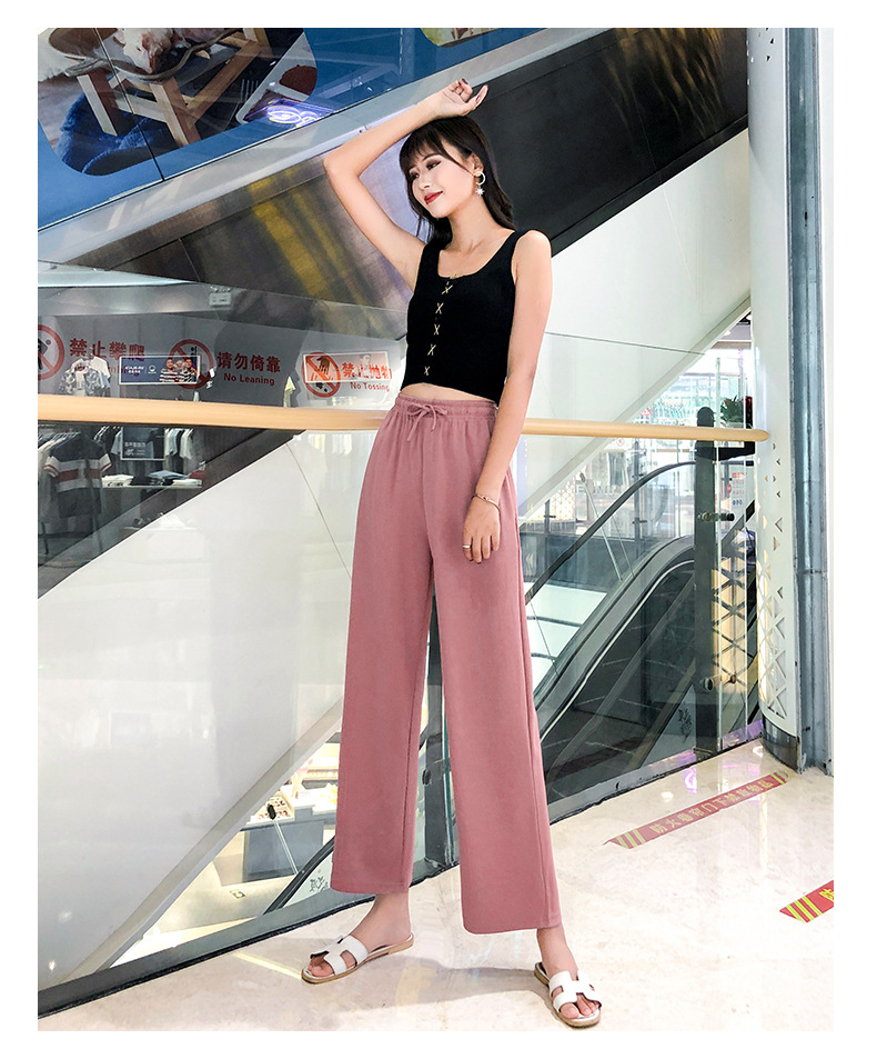 铜氨丝九分裤高腰阔腿垂感宽松显瘦2024夏季新款莫代尔冰丝长裤详情23