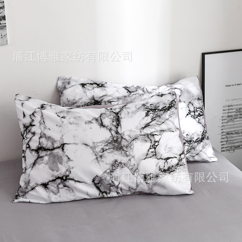 Boya Home Textiles Cross-border Amazon marble-patterned pure cotton plain printed quilt covers, pillowcases, two or three pieces bedding sets pic 15