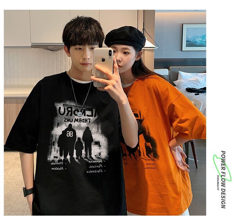 短袖t恤男夏季2025新款潮流半袖男款上衣宽松潮牌情侣五分袖衣服详情9