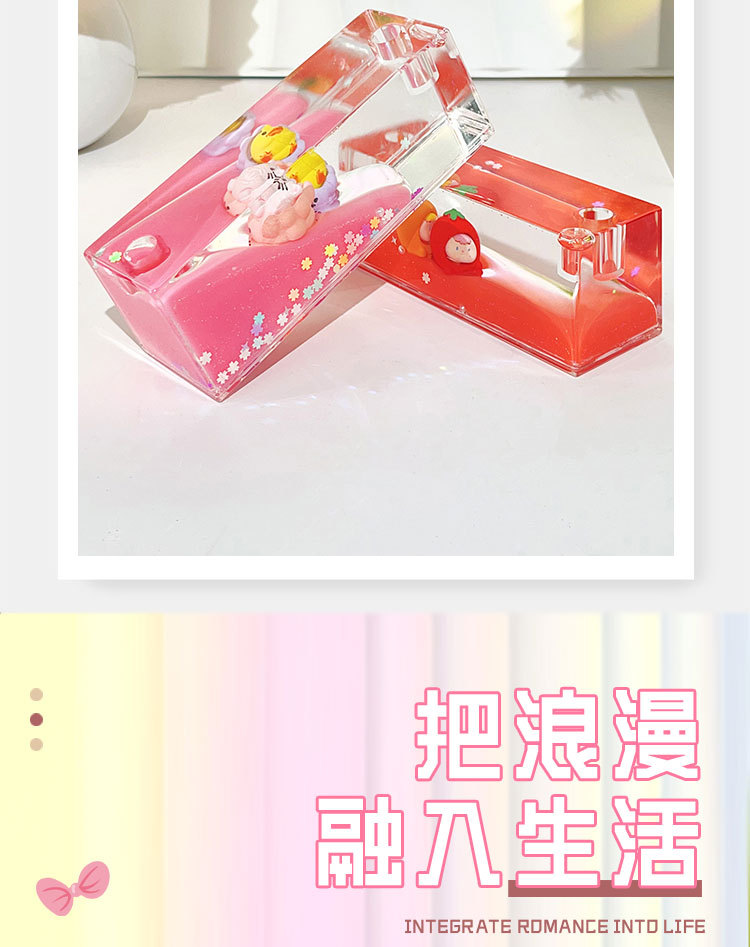 创意入油双漂公仔长方形可爱流沙摆件液体漂浮桌面解压装饰礼品详情4