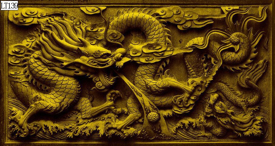 Fish tank aquarium decorative landscape background painting, pp material without glue, dragon background painting, two dragons playing with a pearl, dragon Roaming the world painting pic 32