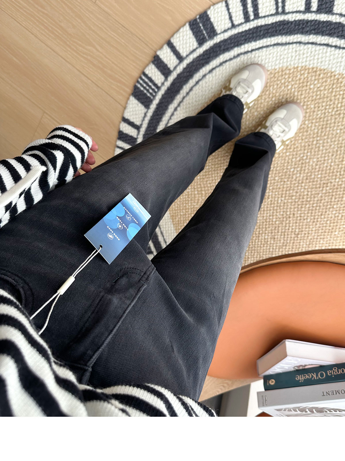 Close your eyes and join the series! New four-sided stretch fleece jeans for women in autumn and winter, slim and leg-slimming, straight-leg wide-leg pants pic 18