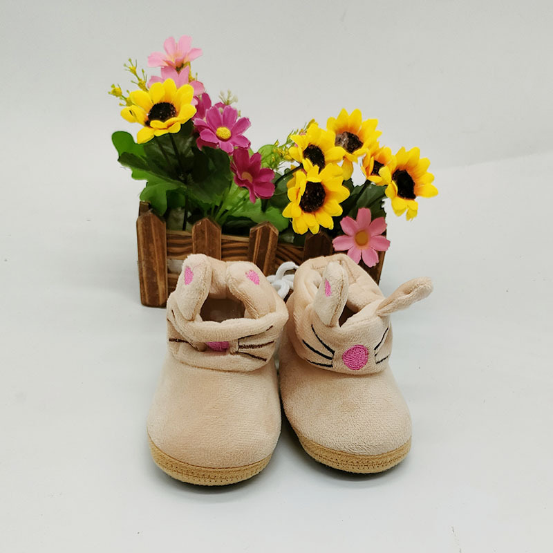 Newborn babies aged 0-3-6 months, 1 year old, no shoes falling off, autumn and winter baby girls add fleece cotton shoes before learning to walk, knitted overseas pic 3