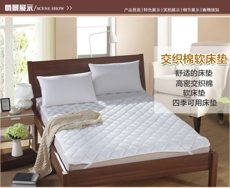 Hotel bedding: white anti-down fabric, all-cotton mattress; school household Simmons protective pad pic 16