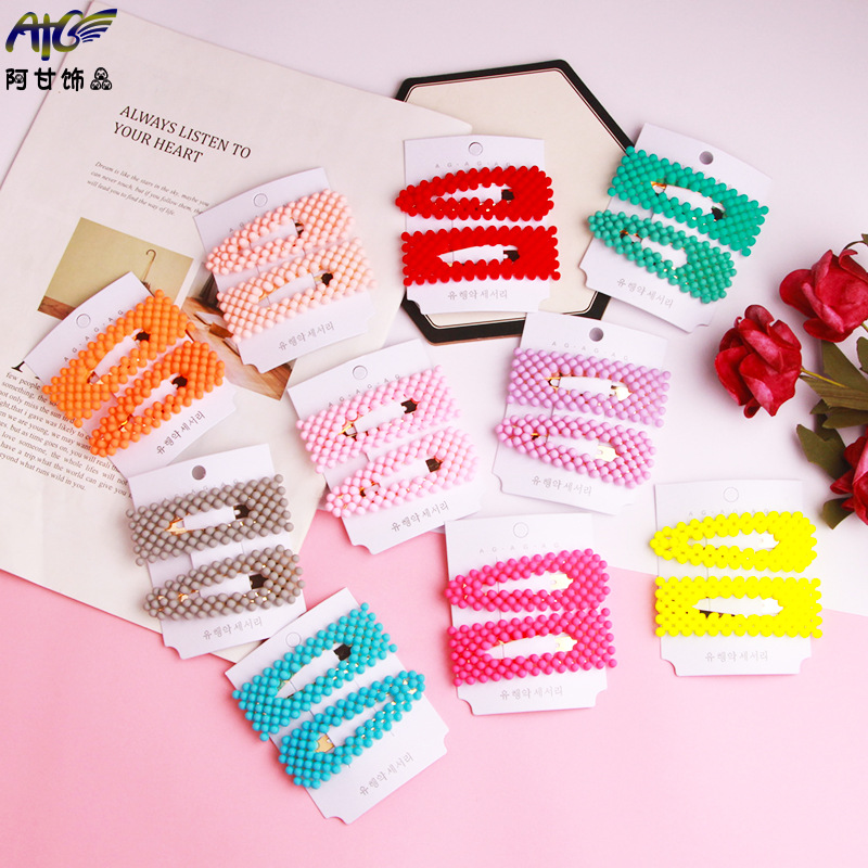 韩式网红一字夹袋装发夹女可爱头饰简约黑色发卡波浪夹子儿童发饰详情29